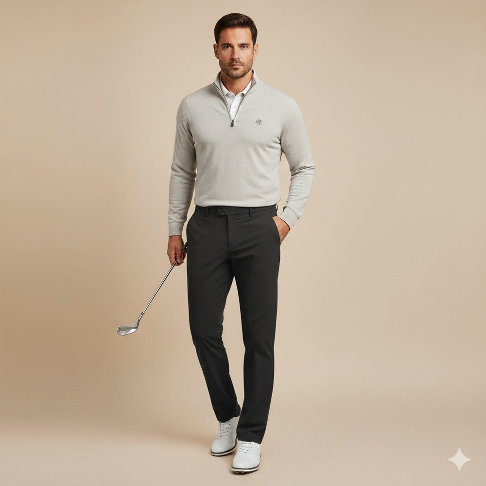 Abacus Mens‎ W30 L30 Gray Polyester Spandex Golf Chino Pants